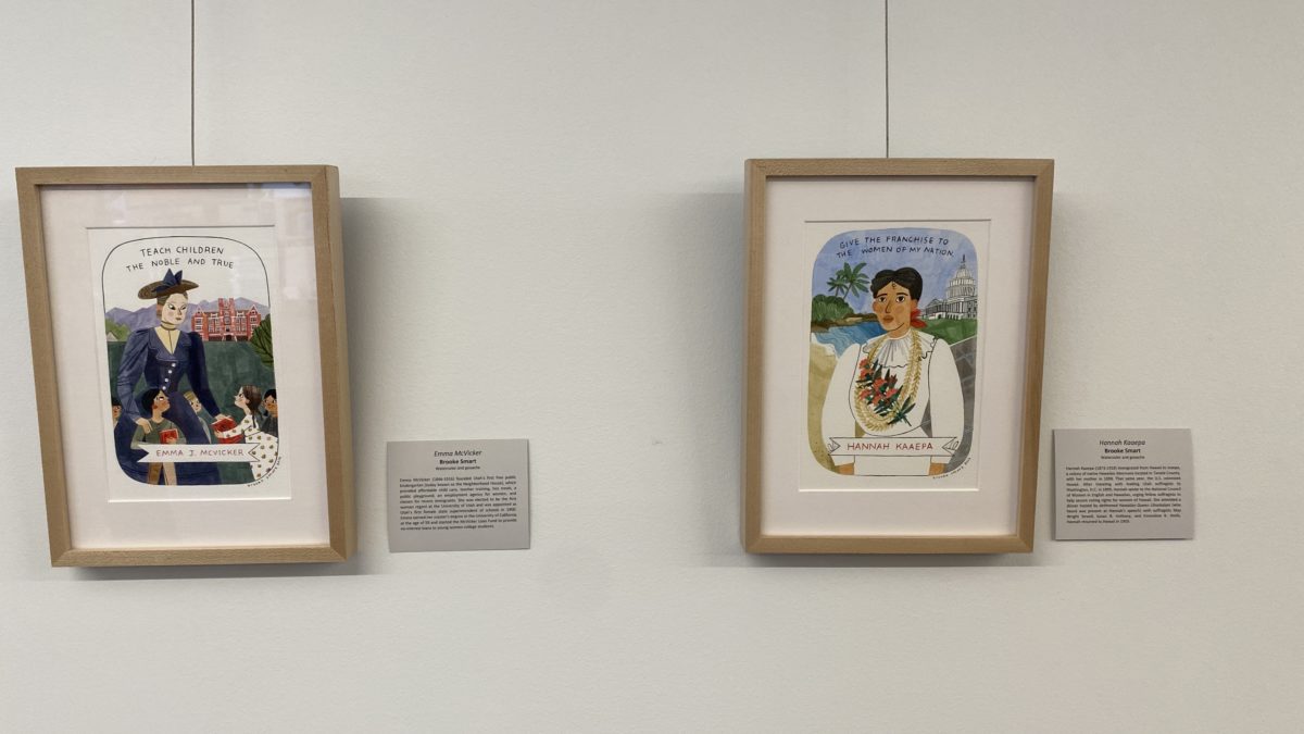 Brooke Smart's art display from 2022 depicting historically influential women.