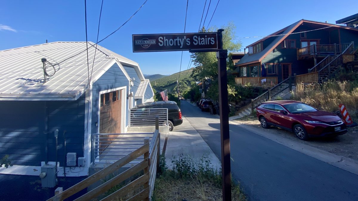 Shorty's Stairs are named for Parkite Elden Sorensen who used these stairs every single day to get to Main Street.