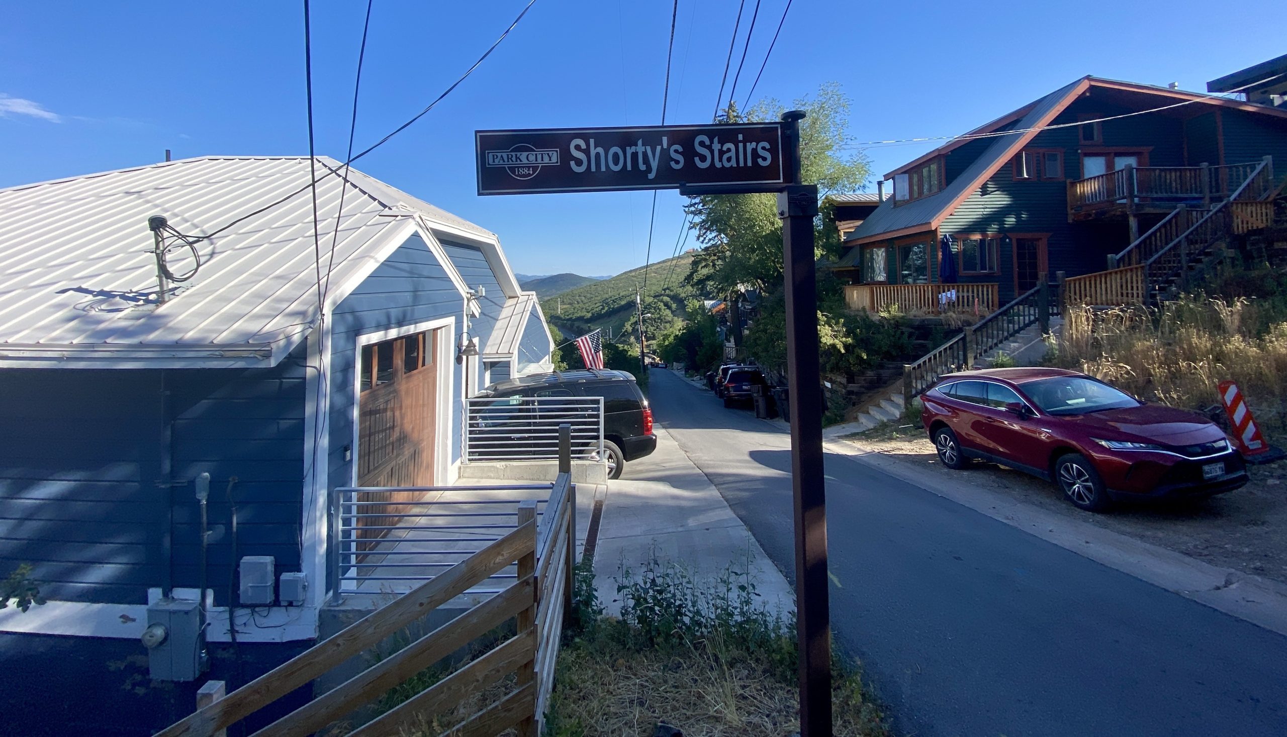 Shorty's Stairs are named for Parkite Elden Sorensen who used these stairs every single day to get to Main Street.