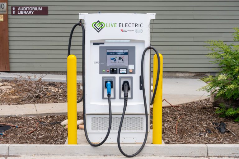 Summit County charging station at the Summit County Library