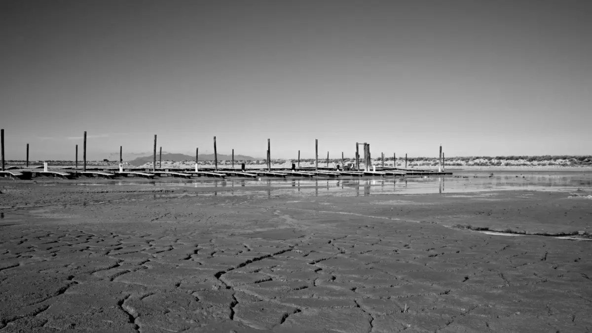 Signs of drought at the Great Salt Lake.