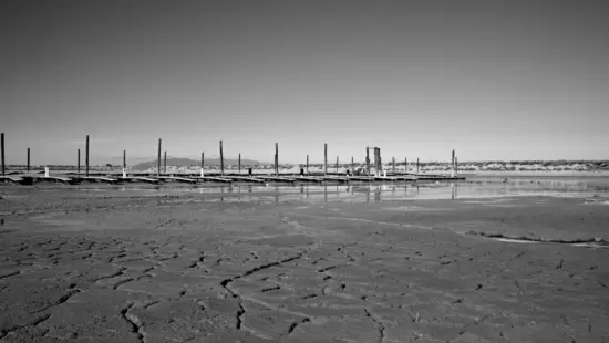 Signs of drought at the Great Salt Lake.