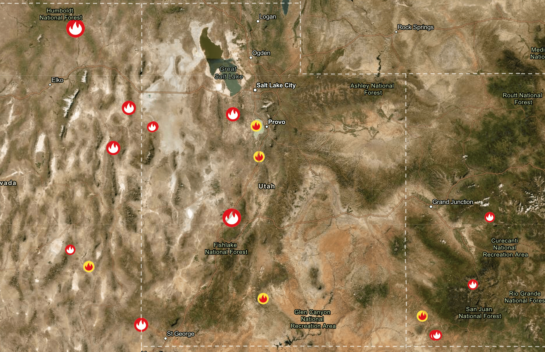 Current active fires in Utah