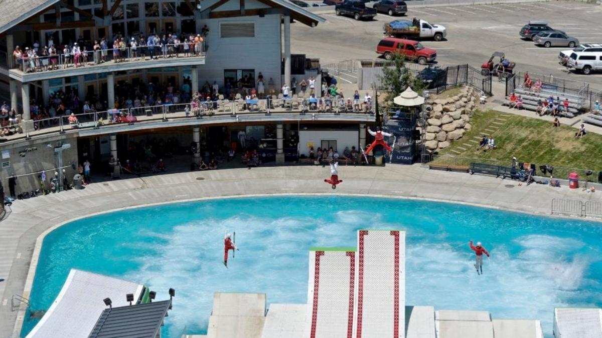 A flying ace freestyle show at Utah OIympic Park.