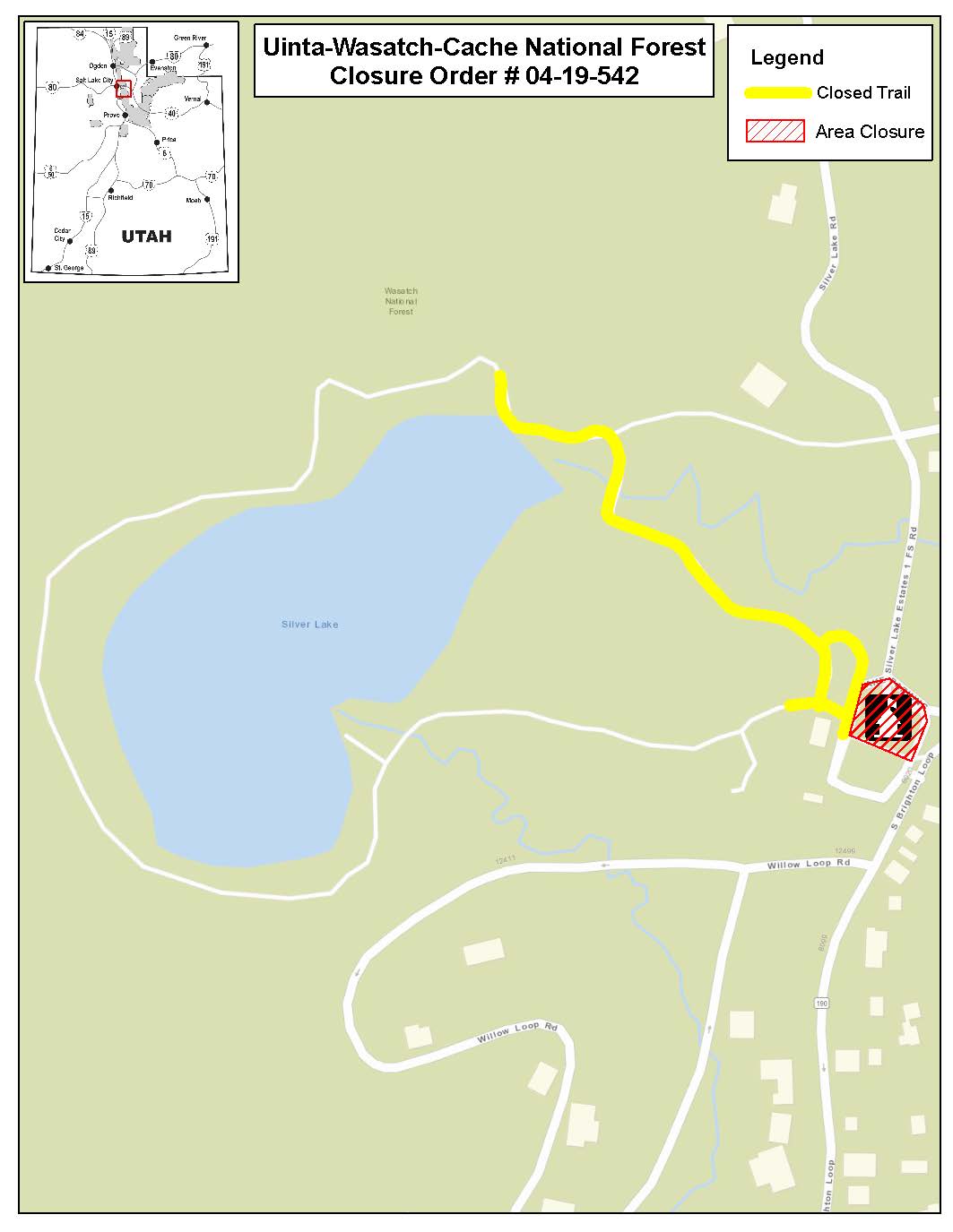 Map showing closure of Silver Lake Boardwalk