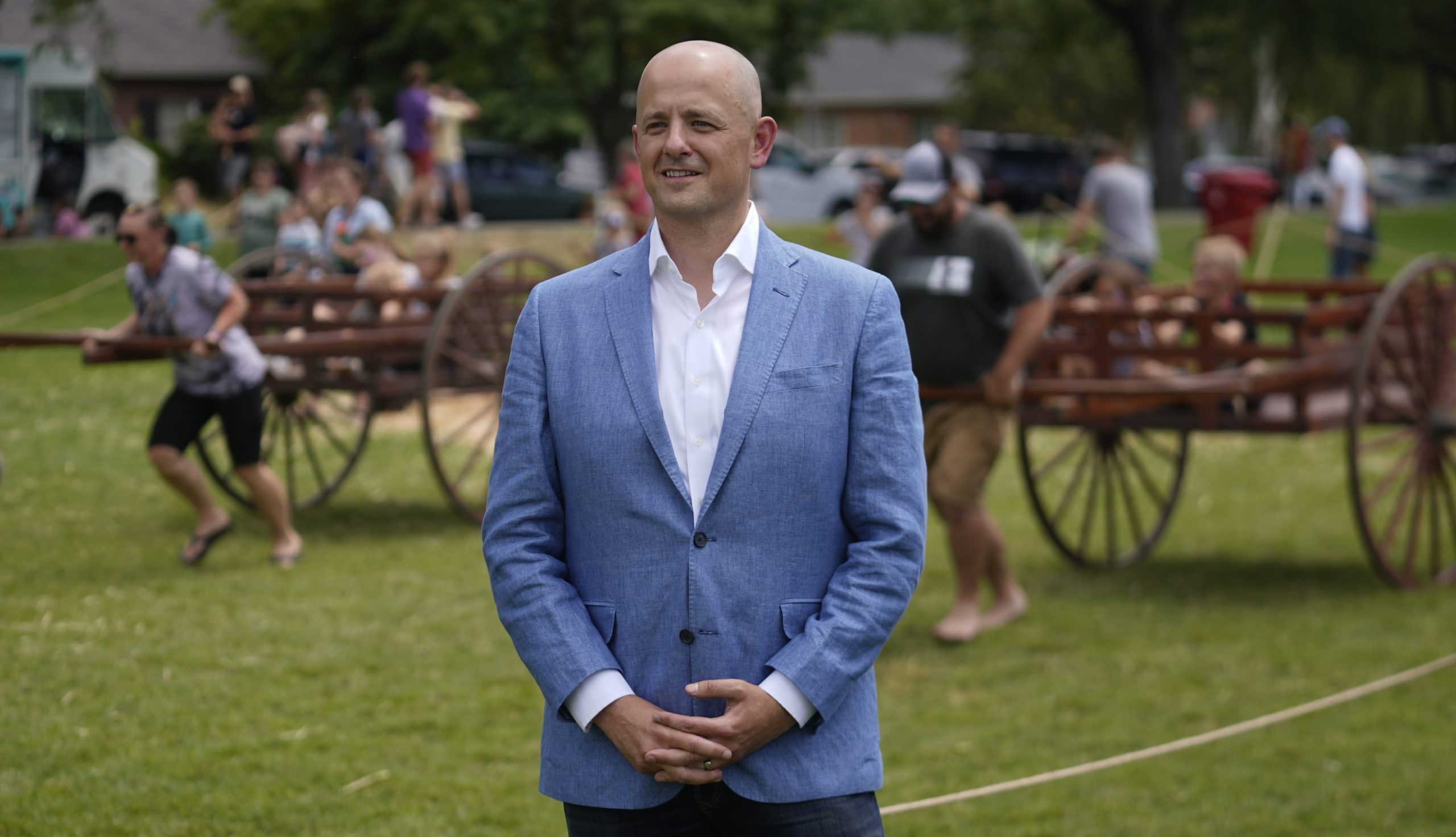 Utah's Evan McMullin speaks during an interview on July 23, 2022, in Provo, Utah. McMullin is emerging as the nation’s most competitive independent candidate running for U.S. Senate in the 2022 midterm elections. With both parties jockeying for control of Congress, the former Republican's bid against Donald Trump ally Mike Lee has transformed the reliably Republican state from electoral afterthought into potential battleground.