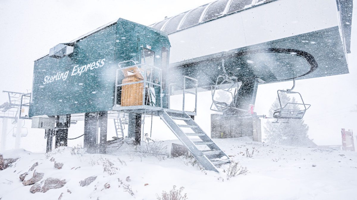 Heavy Snowfall at Silver Lake Express on Bald Mountain at Deer Valley Resort.