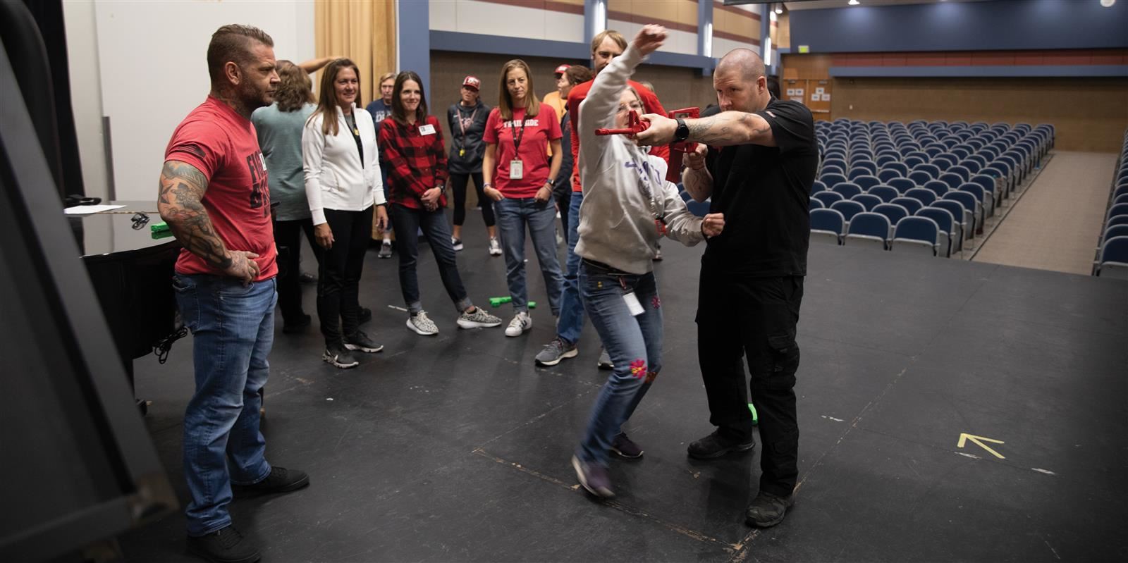 Teachers and Staff receiving training at the first of two fight back nation training days