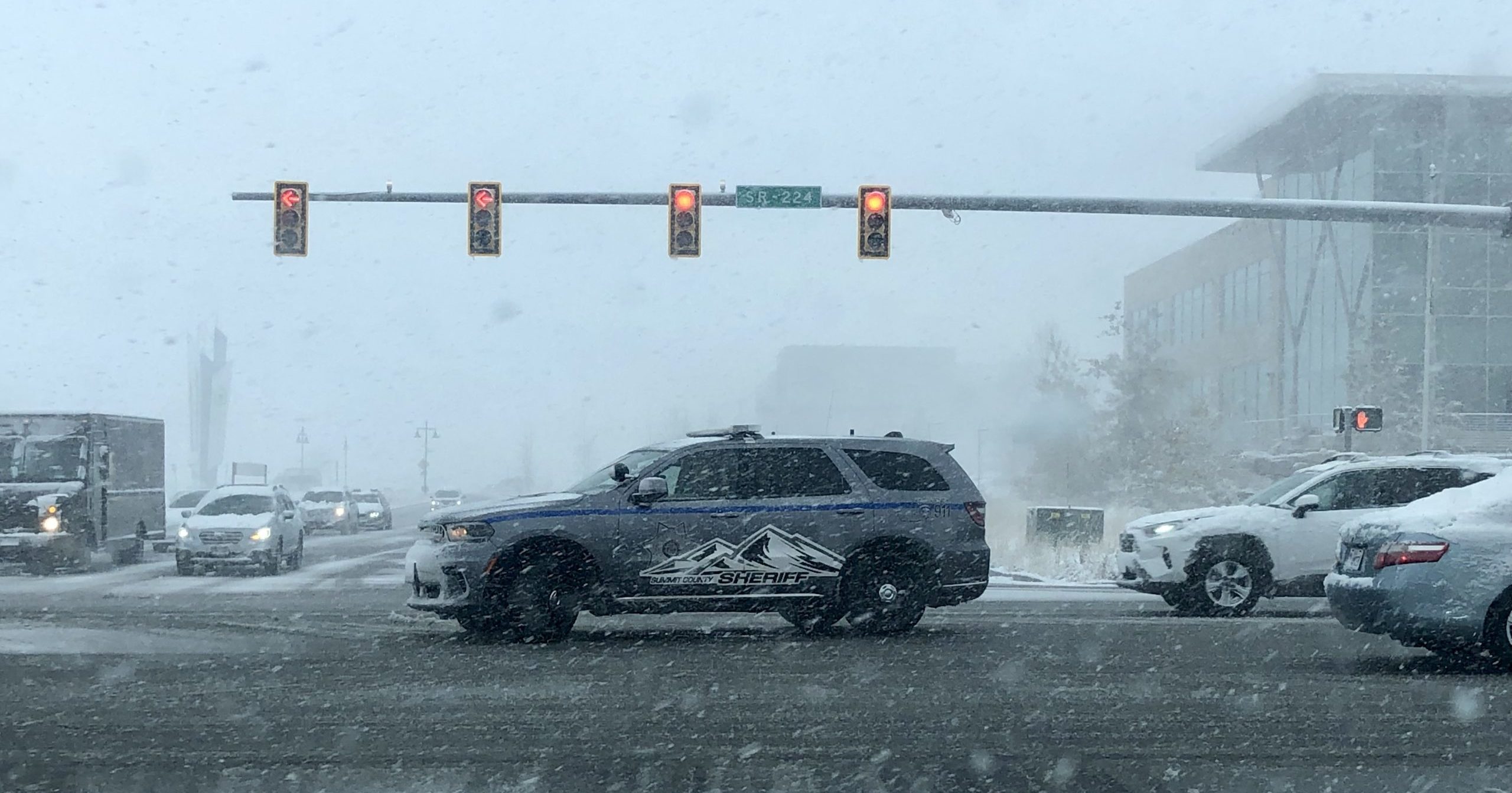 Summit County Sheriff vehicle in Kimball Junction.