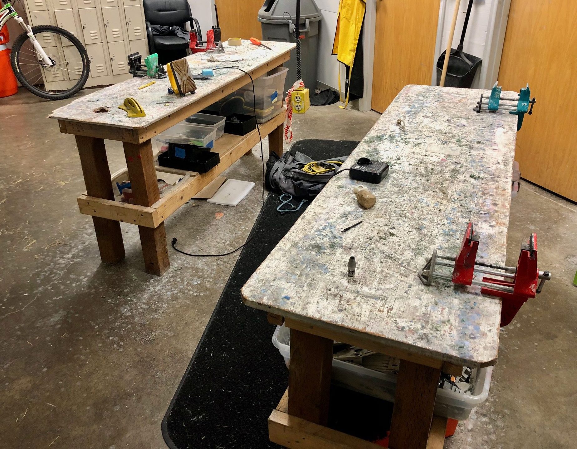 Ski waxing benches.