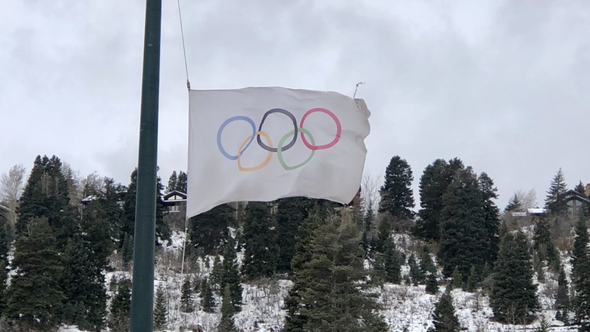 Olympic Games flag flying at Deer Valley in Park City.