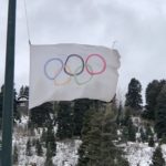 Olympic Games flag flying at Deer Valley in Park City.