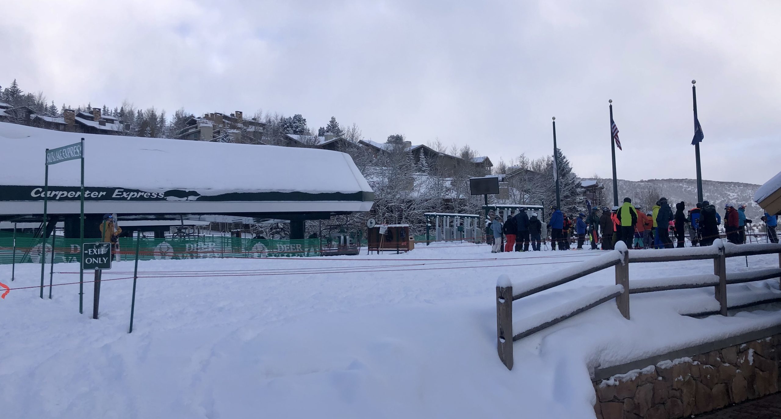 Deer Valley's Carpenter Chairlift at the Snow Park Base on Opening Day.