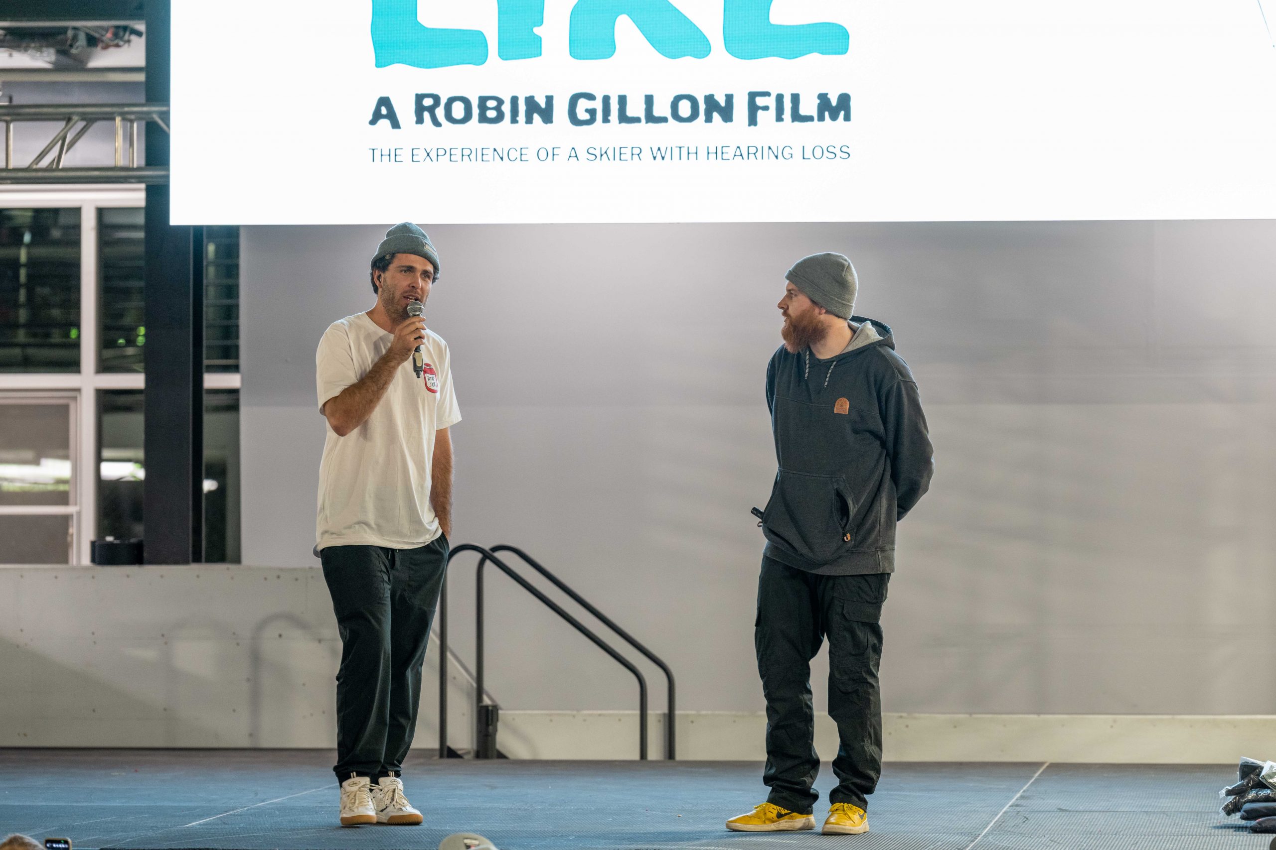 Robin Gillon and Cinematographer Dan Wagner talking before film premiere