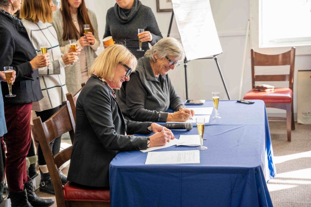 PC Mayor Nann Worel signing the new Senior Center agreement on Thursday, Nov. 10