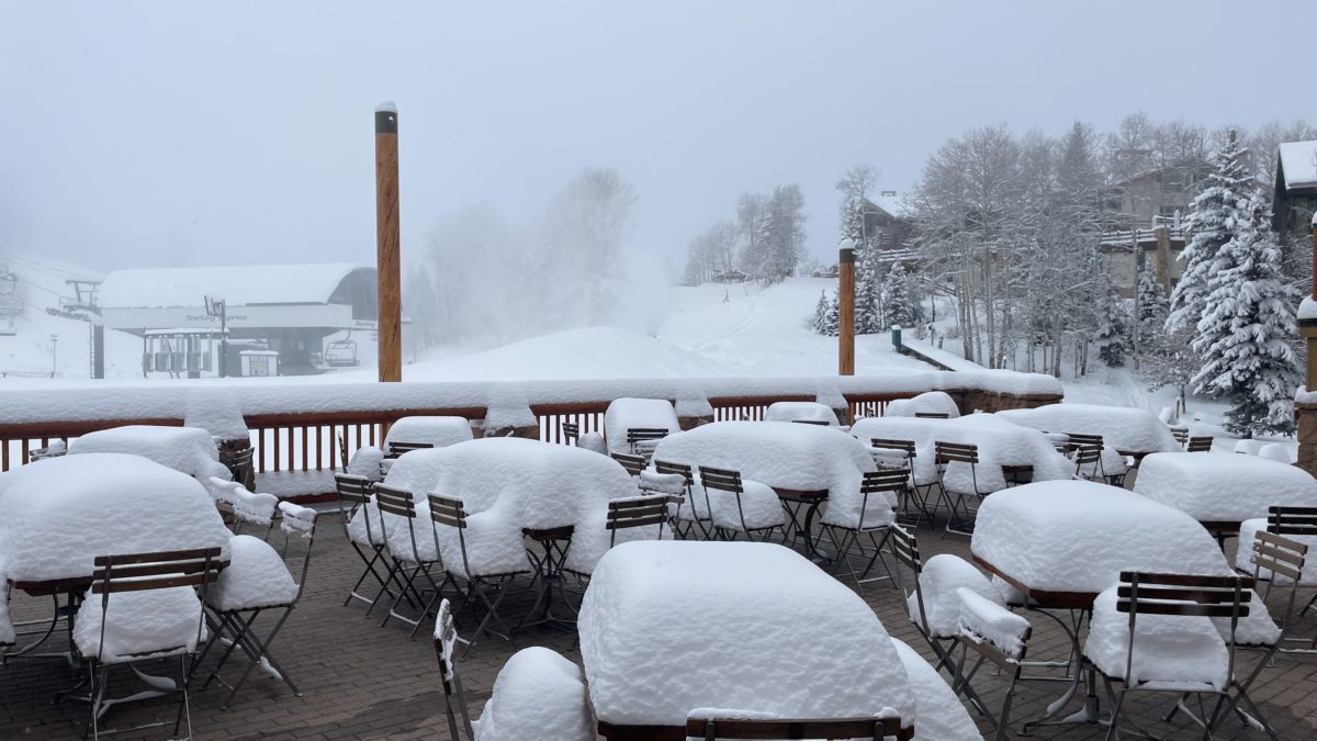 Morning view after heavy snowfall at Deer Valley Resort