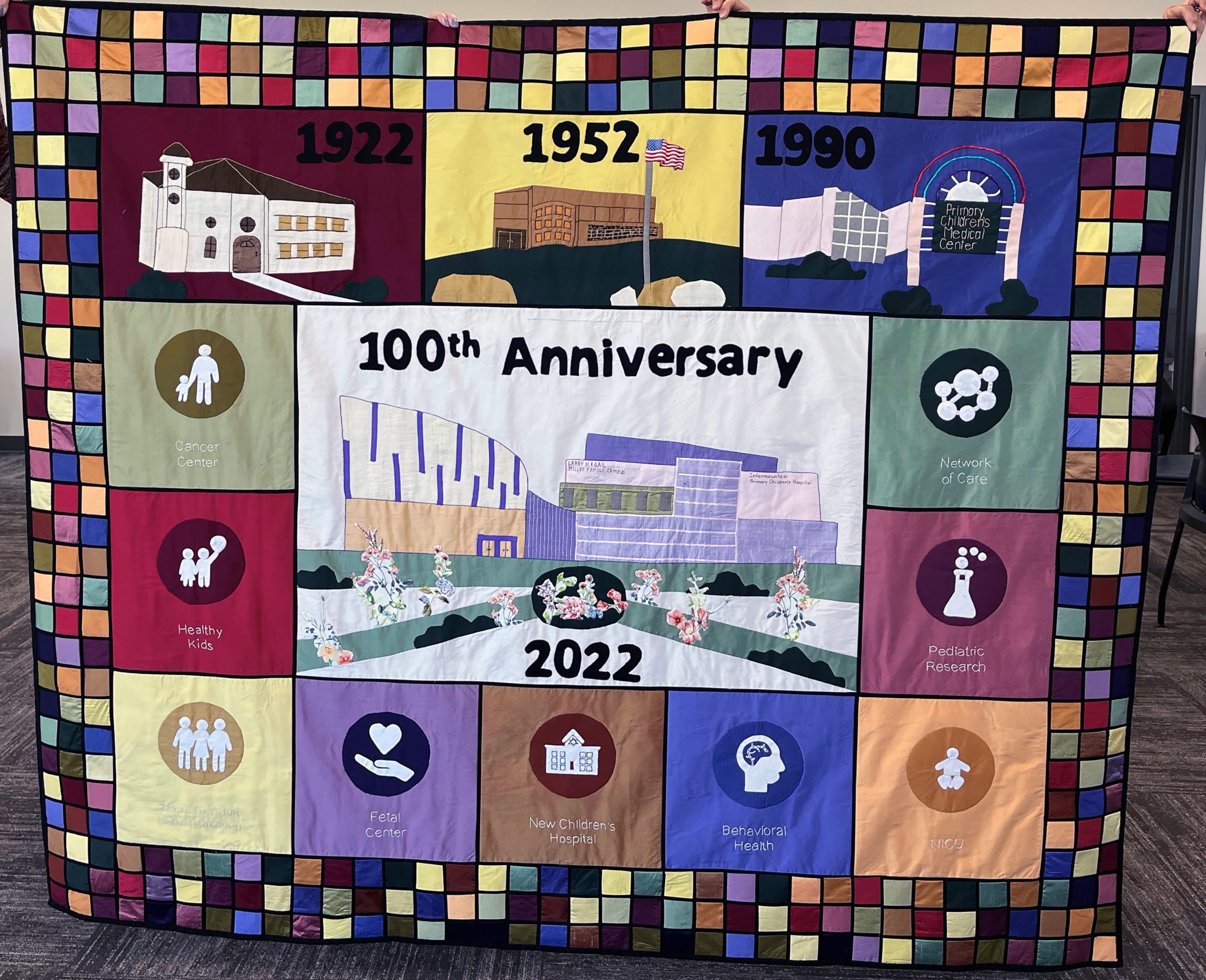 Primary Children's 100th Anniversary Commemorative Quilt. Since it's rollout the Holiday Quilt Show and Auction has raised more than $2.5 million.