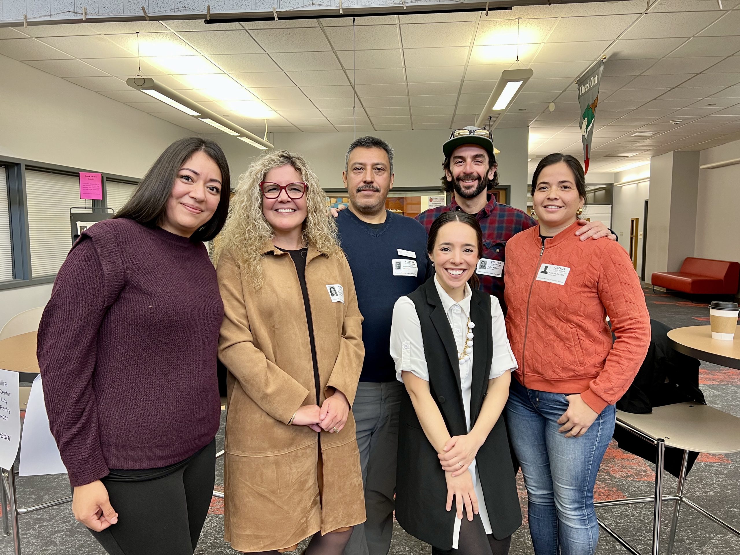 (L-R) Montejano,Villar, Mira, Orces, Natacci, and Gesualto-Gallup speaking at TMJH.