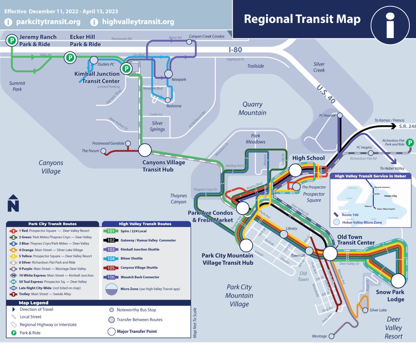 Map of Park City Transit routes.