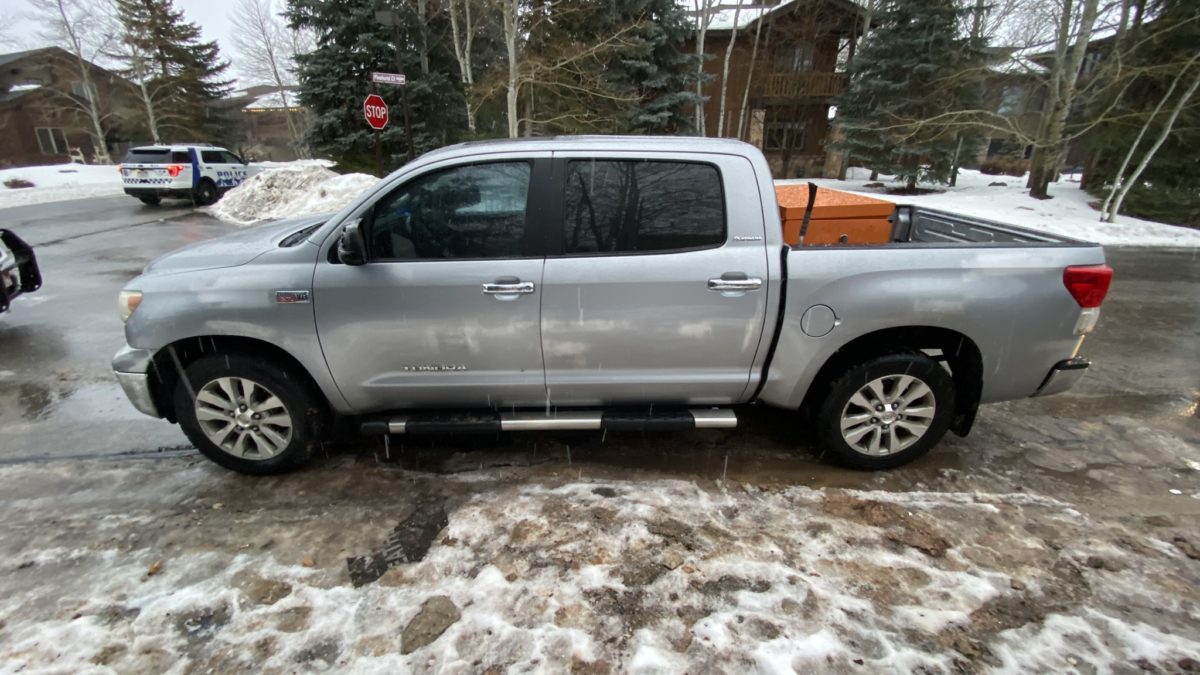 Suspect's Stolen Toyota Tundra located by officers in which multiple stolen packages were found.