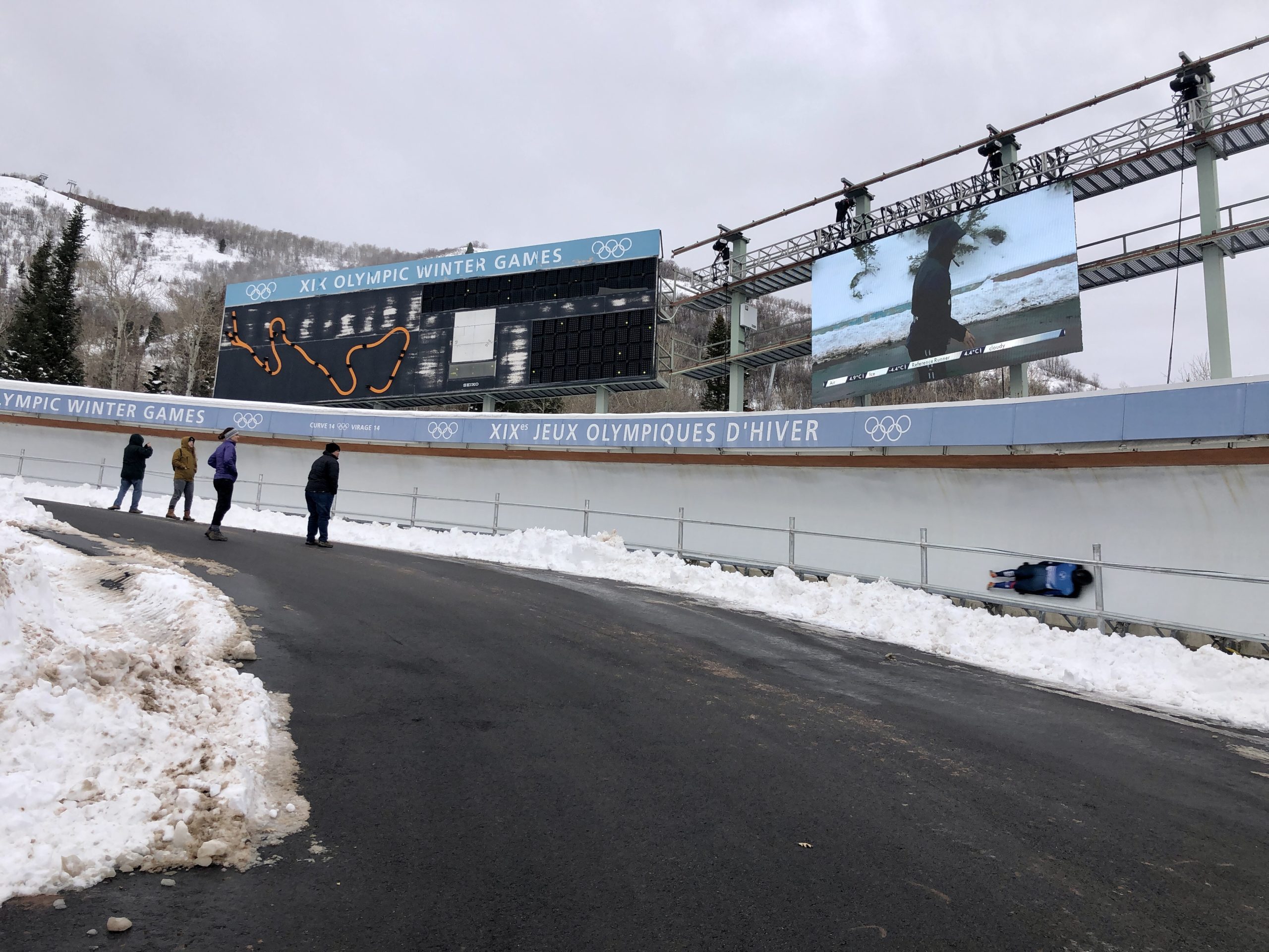 Skeleton slider in curve 14 at the Utah Olympic Park's IBSF World Cup.