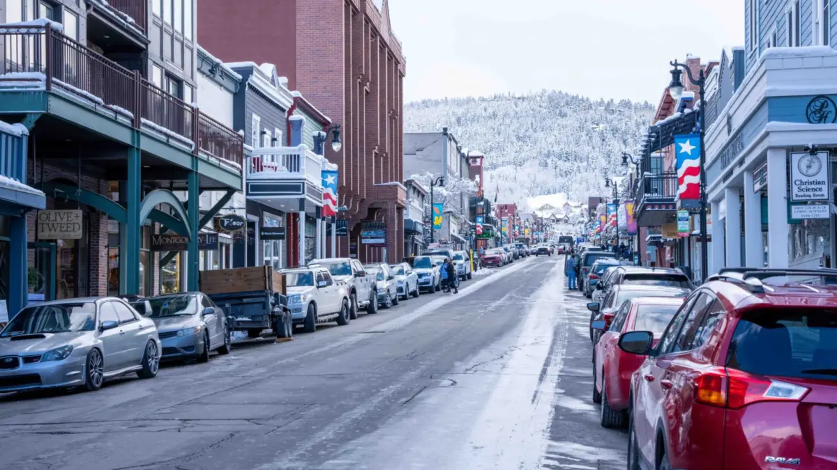 A busy winter day on Main Street.