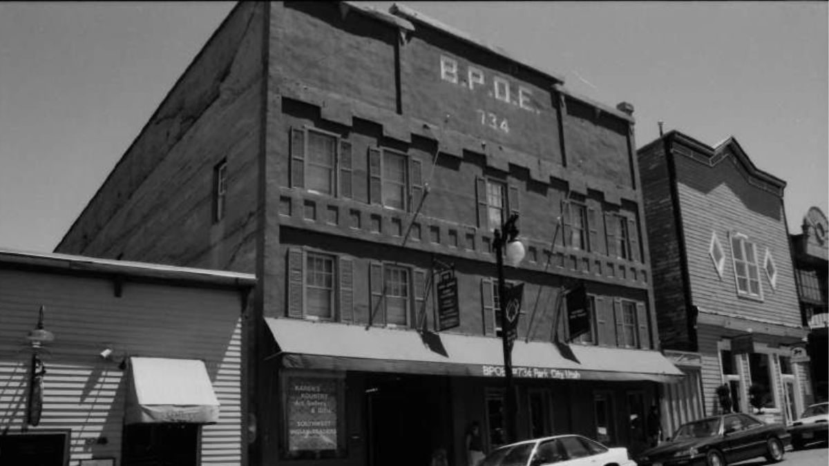 A historic photo of the Elks Lodge at 550 South Main Street in Park City.
