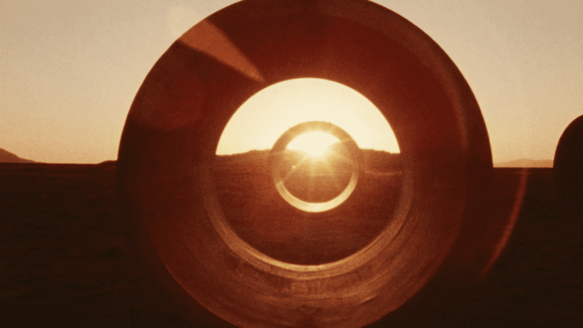 Nancy Holt, Sun Tunnels [still], 1978. Color, sound, 16 mm film on HD video, 26 minutes 31 seconds.