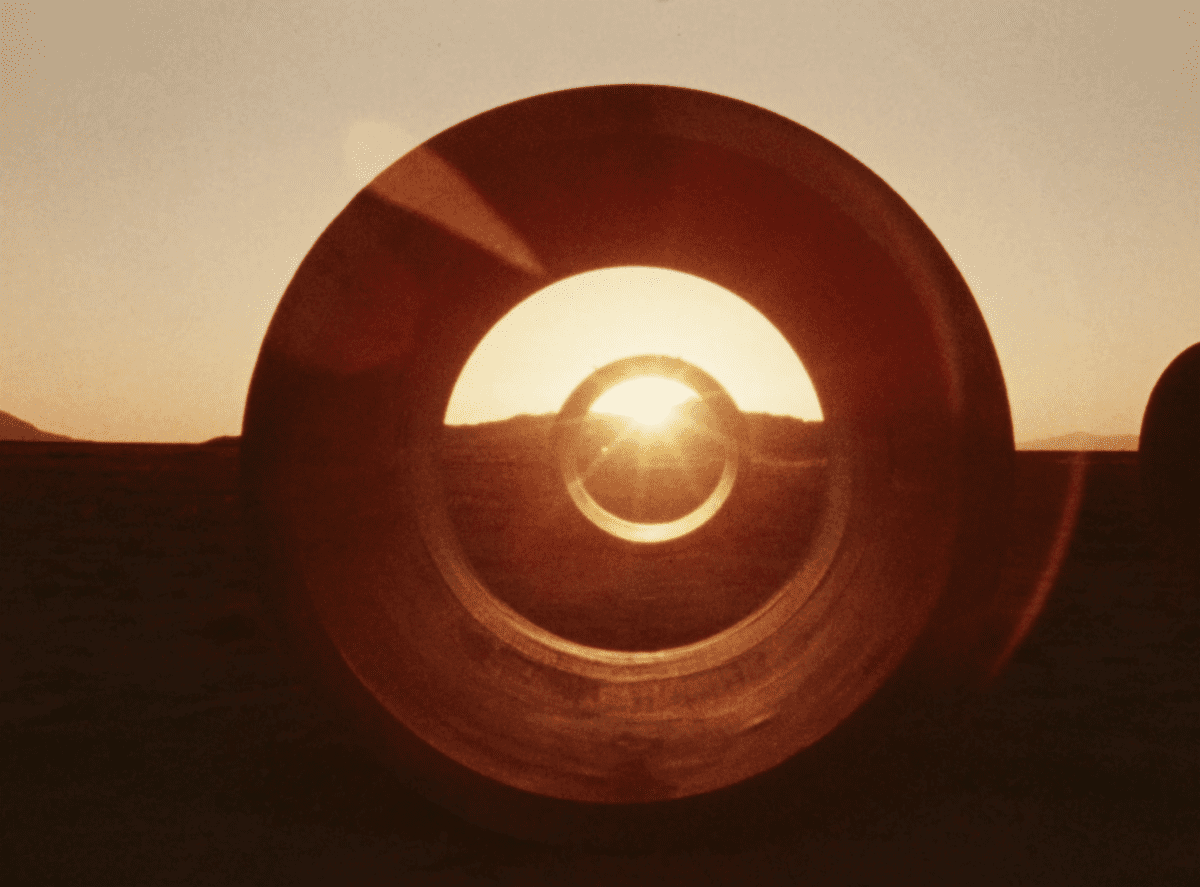 Nancy Holt, Sun Tunnels [still], 1978. Color, sound, 16 mm film on HD video, 26 minutes 31 seconds.