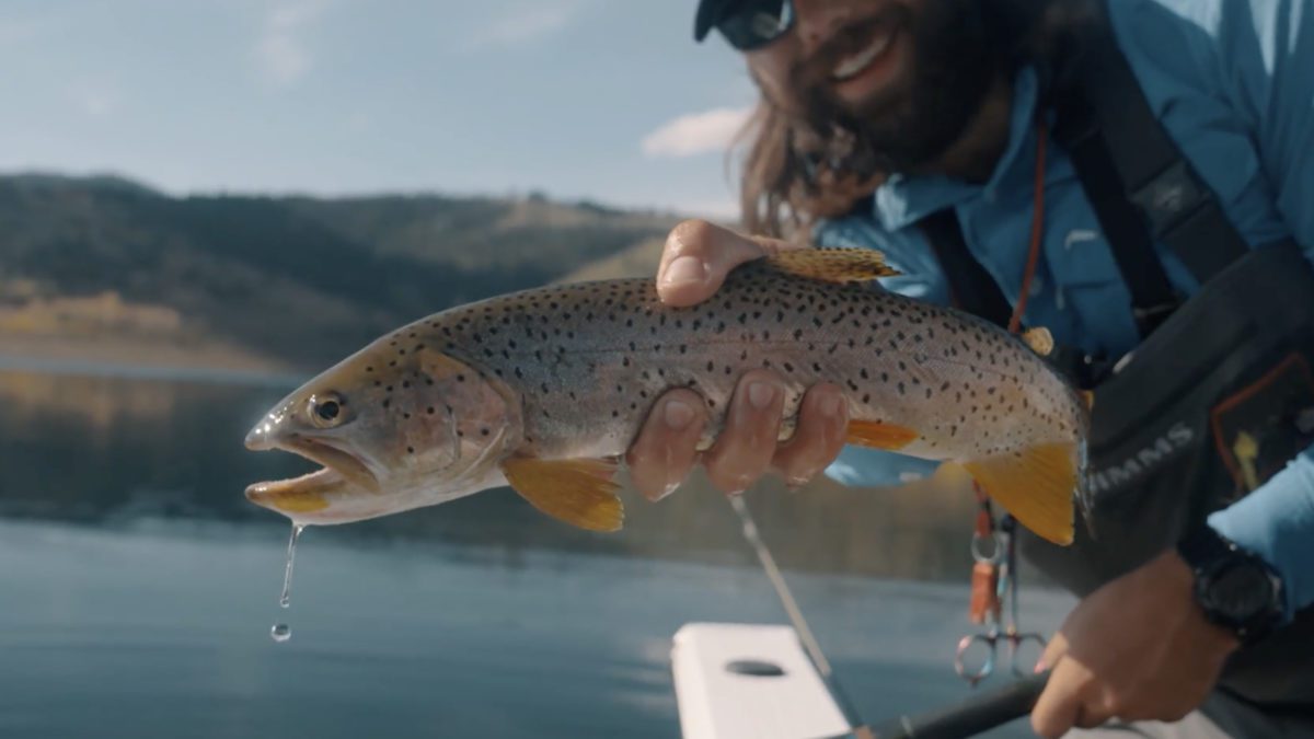 A cutthroat trout caught on the Strawberry Reservoir during the Flylords flyshop tour in Utah.