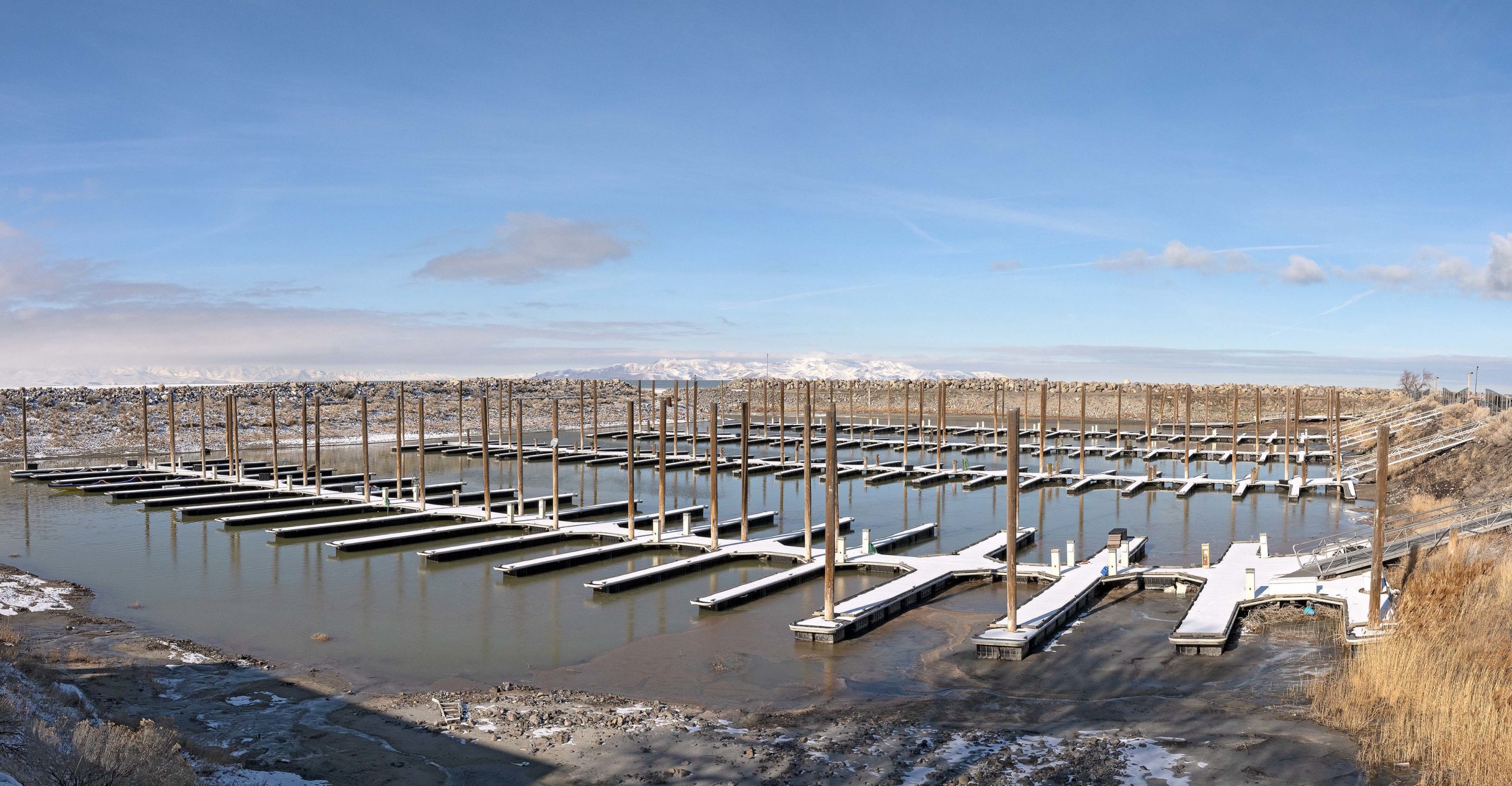 The docks at Great Salt Lake State Park.