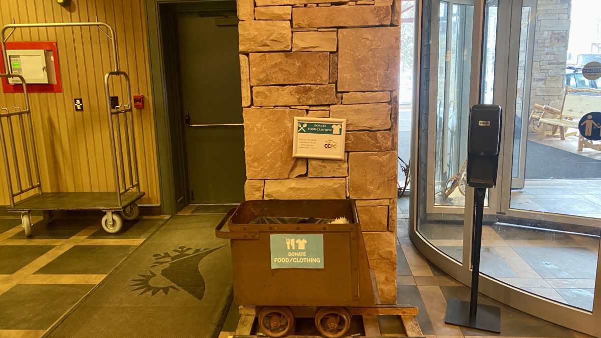 Marriot Mountainside Hotel lobby's donation box for the Christian Center of Park City.