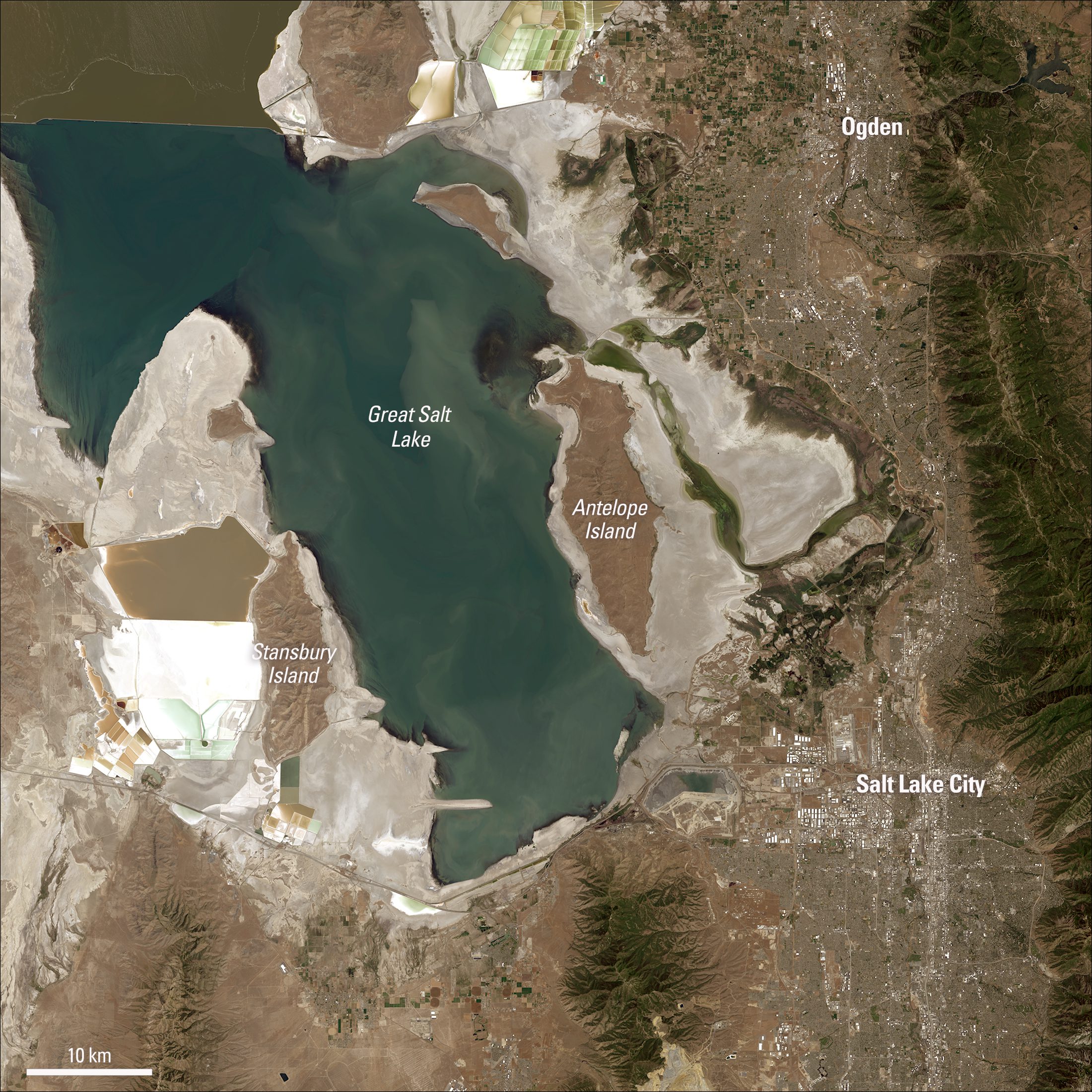 Satellite Image of Great Salt Lake in July 2022