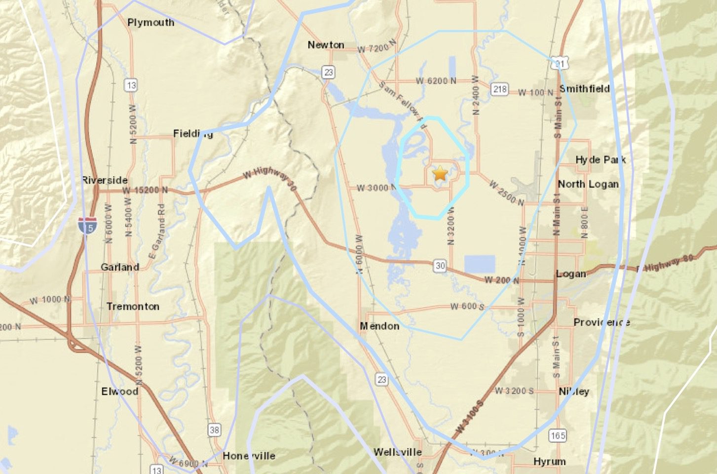 Tuesday's 3.2 earthquake epicenter.