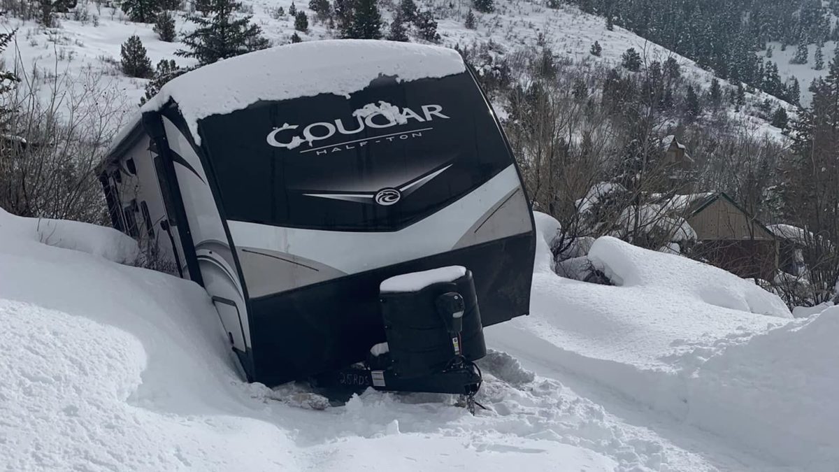 Stolen travel trailer located near the entrance of the Uinta-Wasatch-Cache National Forest in Samak.
