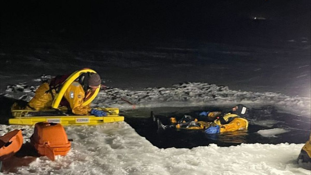 A Summit County Search and Rescue team trains with new equipment on Rockport Reservoir, Jan. 17, 2023.