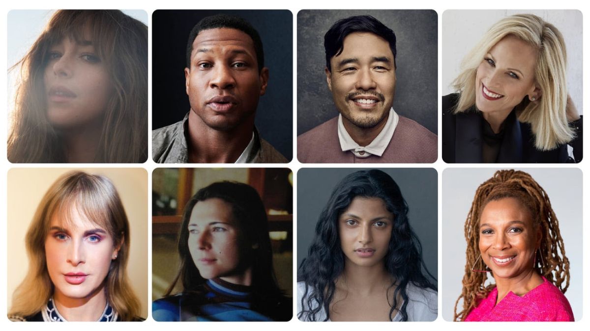 Top L–R: Dakota Johnson, Jonathan Majors, Randall Park, Marlee Matlin Bottom L–R: Zackary Drucker, Sophie Barthes, Priya Kansara, Kimberlé Crenshaw.