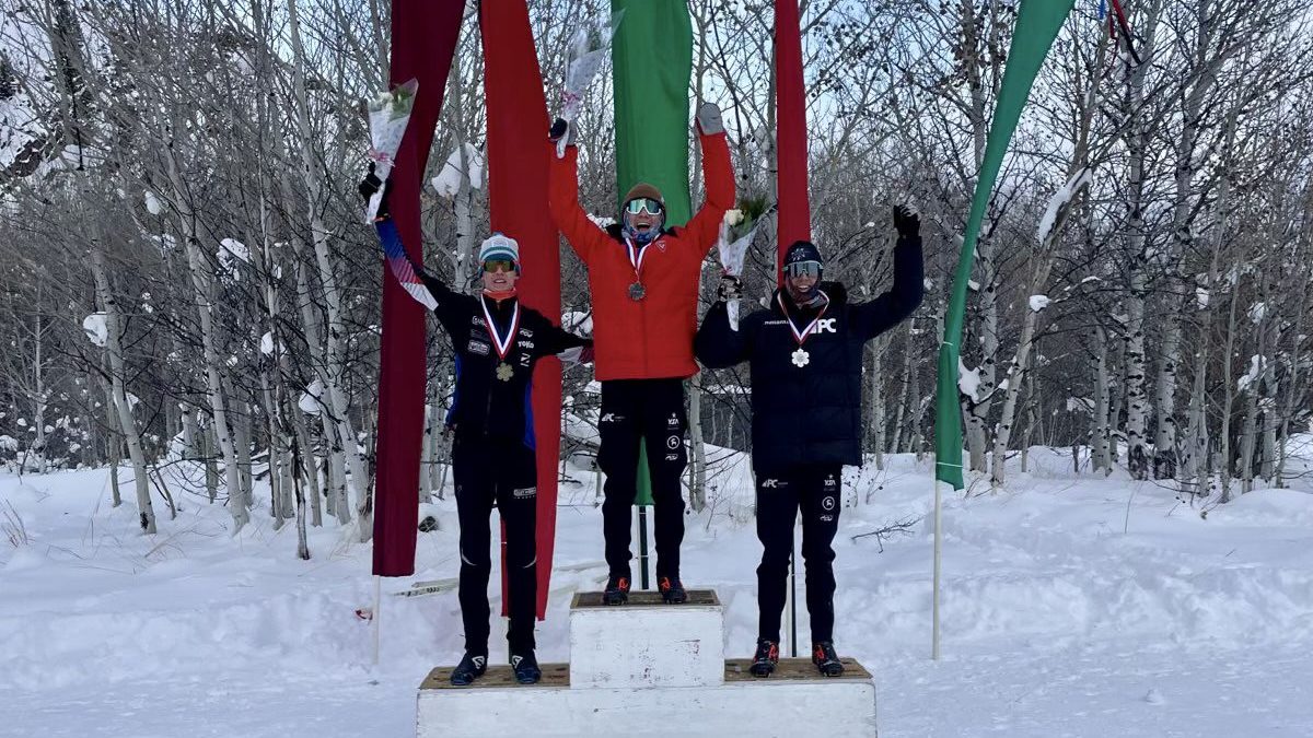 Tory Hoffman atop the cross country ski podium in Sun Valley, Idaho, one of several podiums he's topped in the early season.