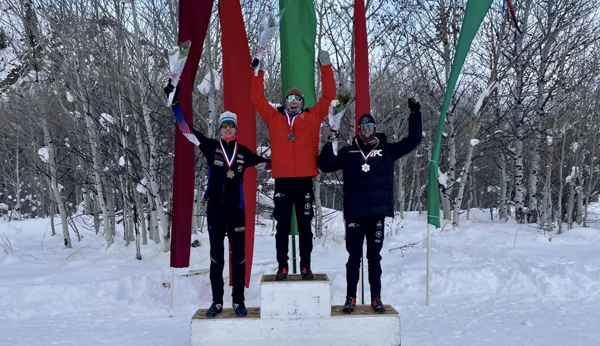 Tory Hoffman atop the cross country ski podium in Sun Valley, Idaho, one of several podiums he's topped in the early season.