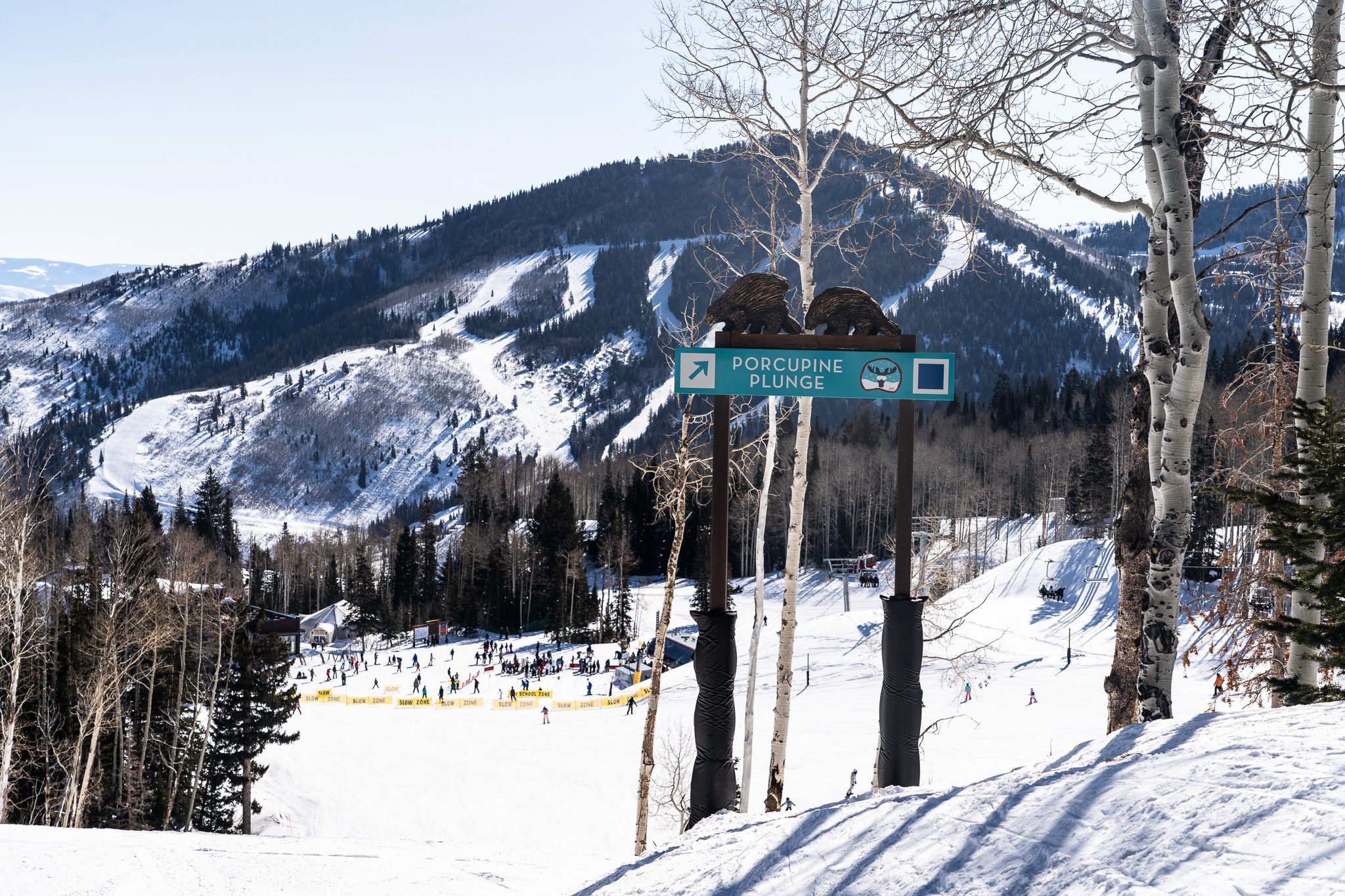Porcupine Plunge ski run as part of High Meadow Park at Park City Mountain.