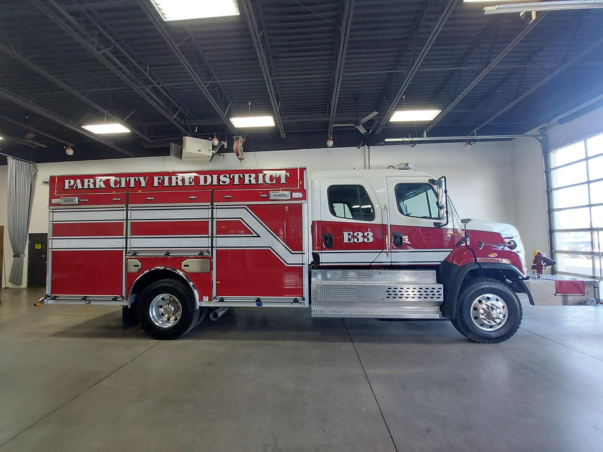 PCFD's new fire engine at the Rosenbauer America facility in Wyoming, Minnesota.