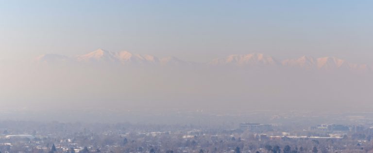 View from the foothills of Salt Lake City toward the western mountains showing the haze from inversion.