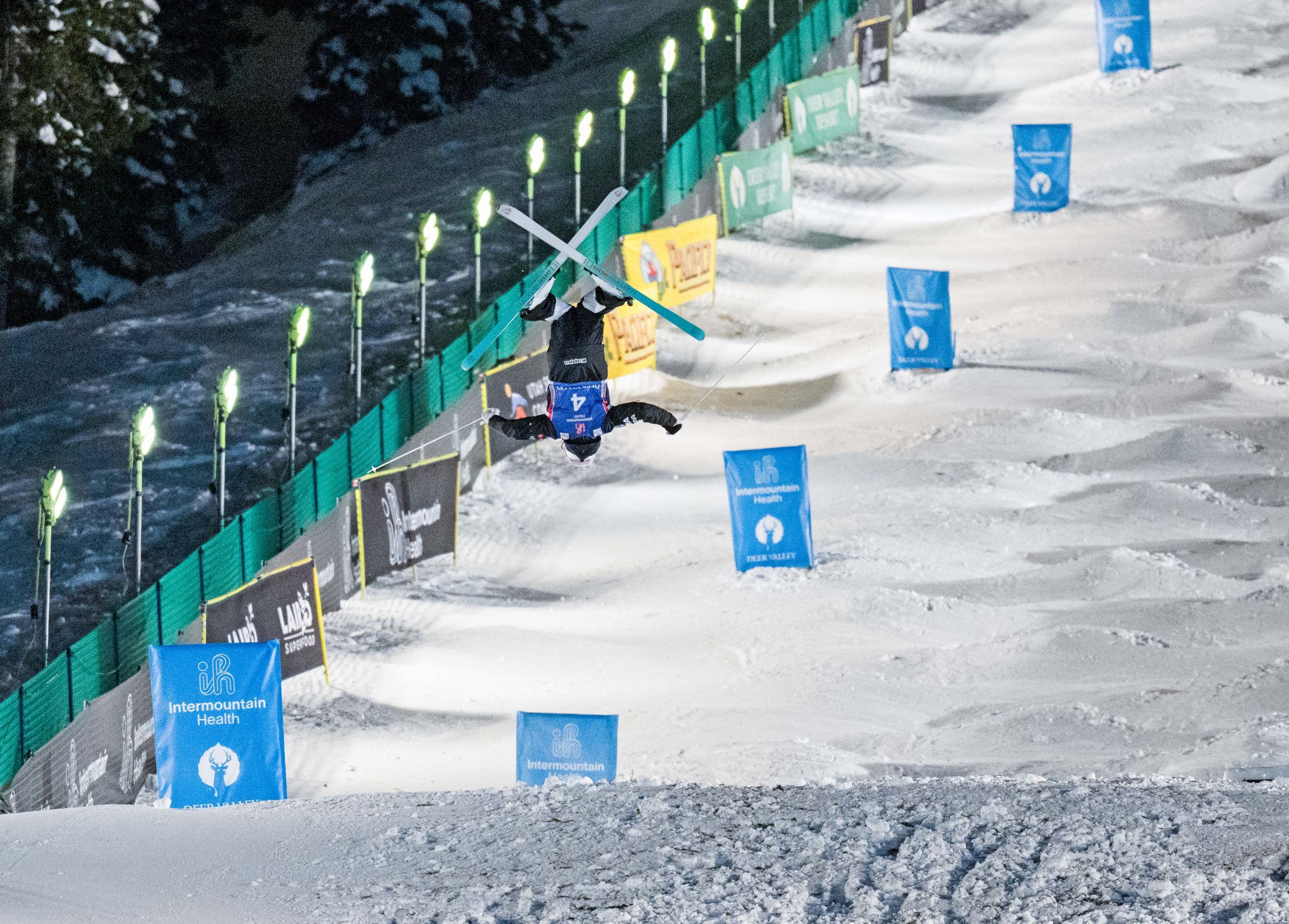Local skier Jaelin Kauf in her mogul run during the finals.