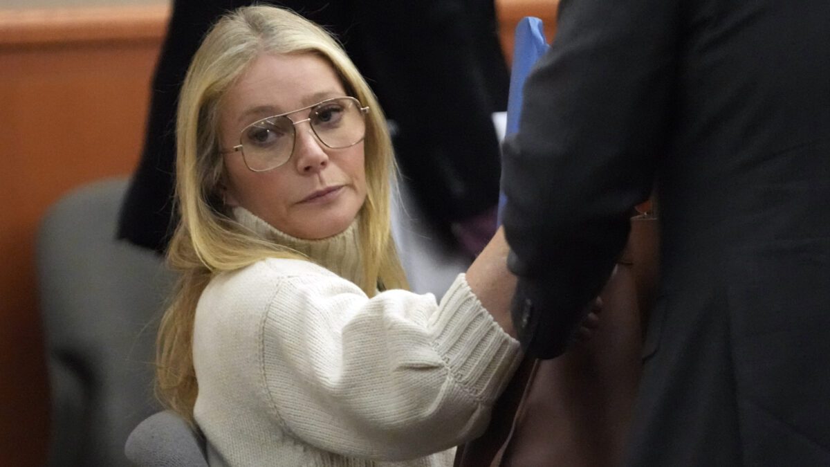 Actor Gwyneth Paltrow looks on before leaving the courtroom, Tuesday, March 21, 2023, in Park City, Utah.