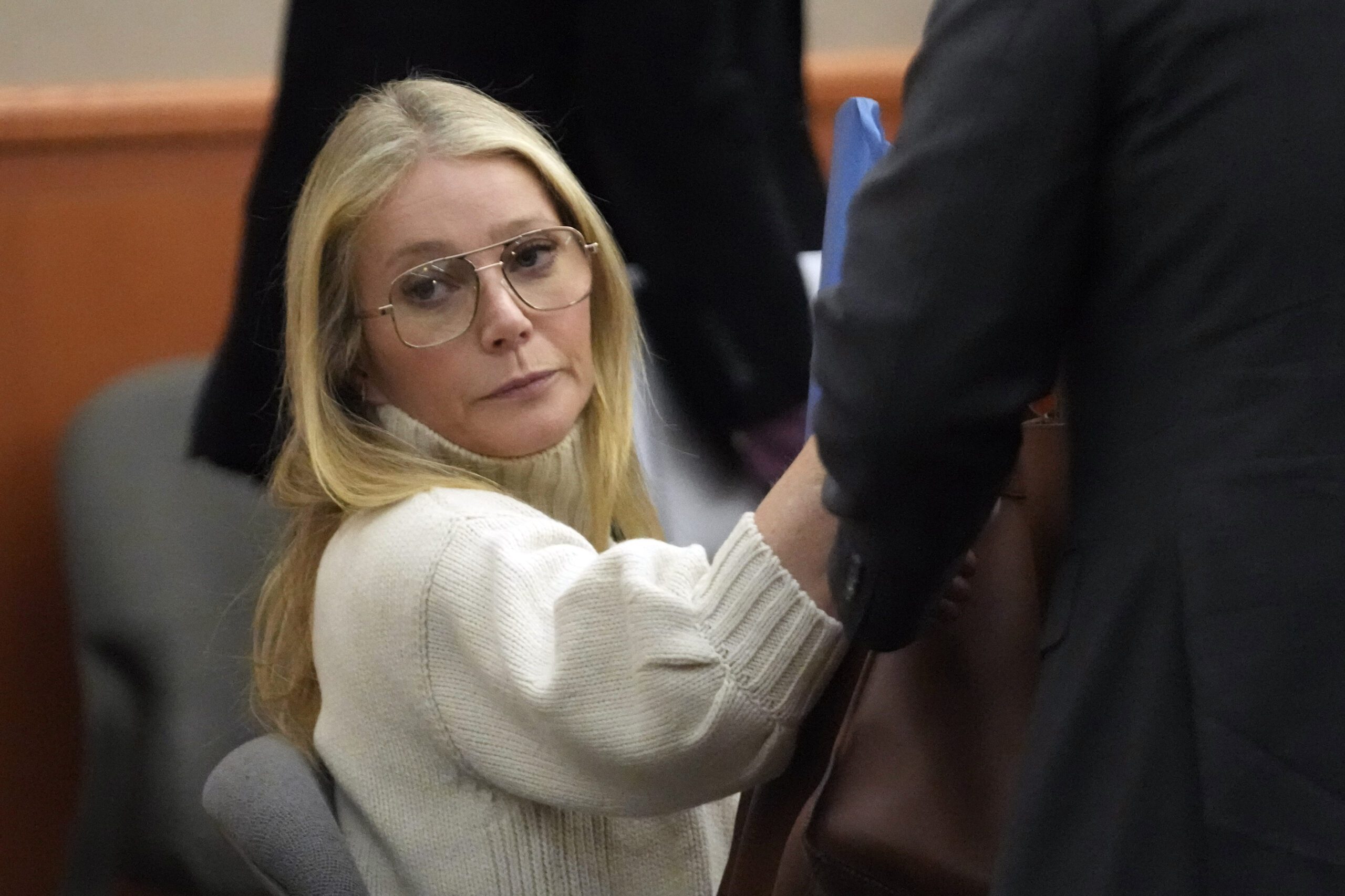 Actor Gwyneth Paltrow looks on before leaving the courtroom, Tuesday, March 21, 2023, in Park City, Utah.