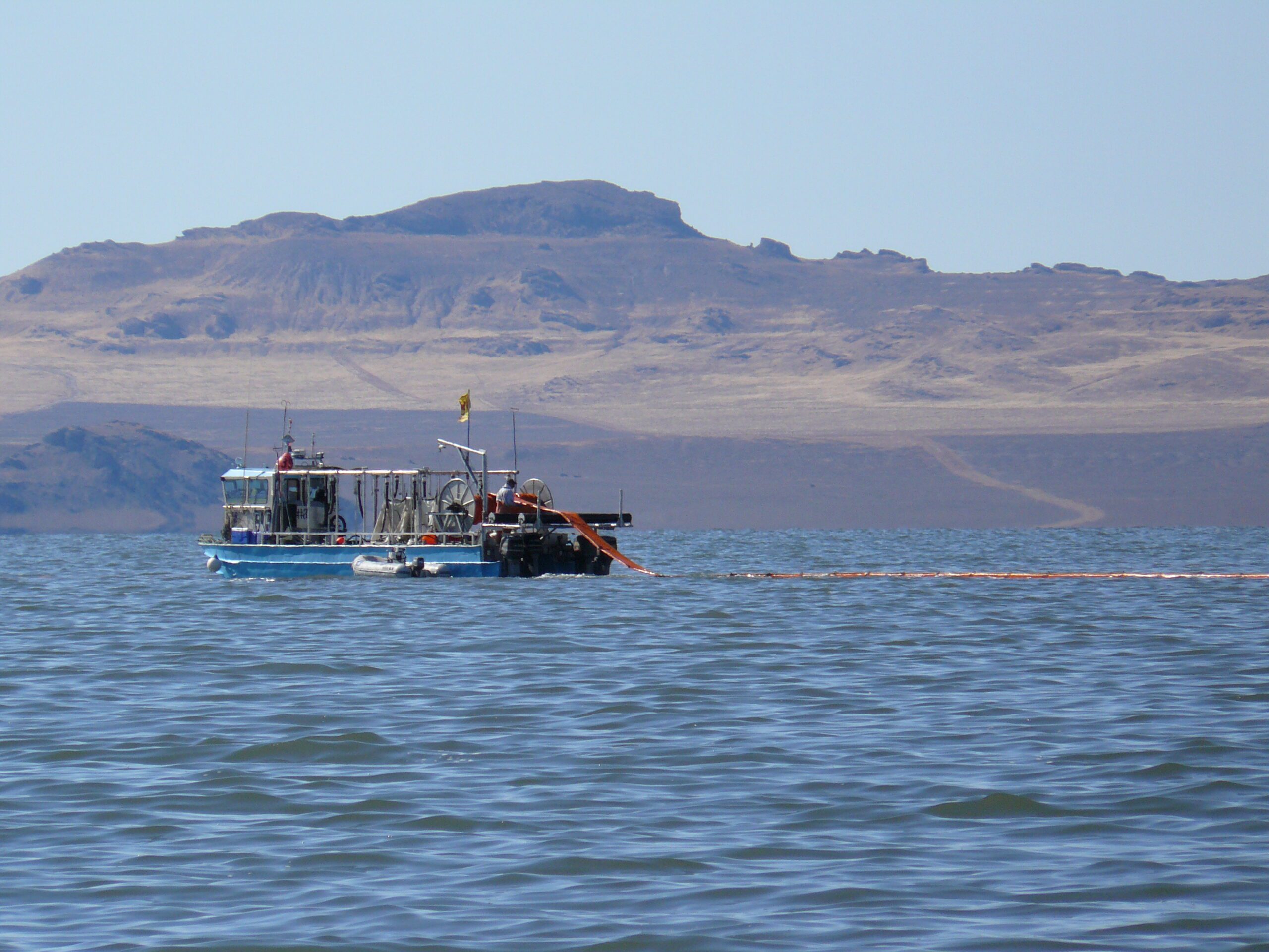 Industry harvesting brine shrimp at the Great Salt Lake.