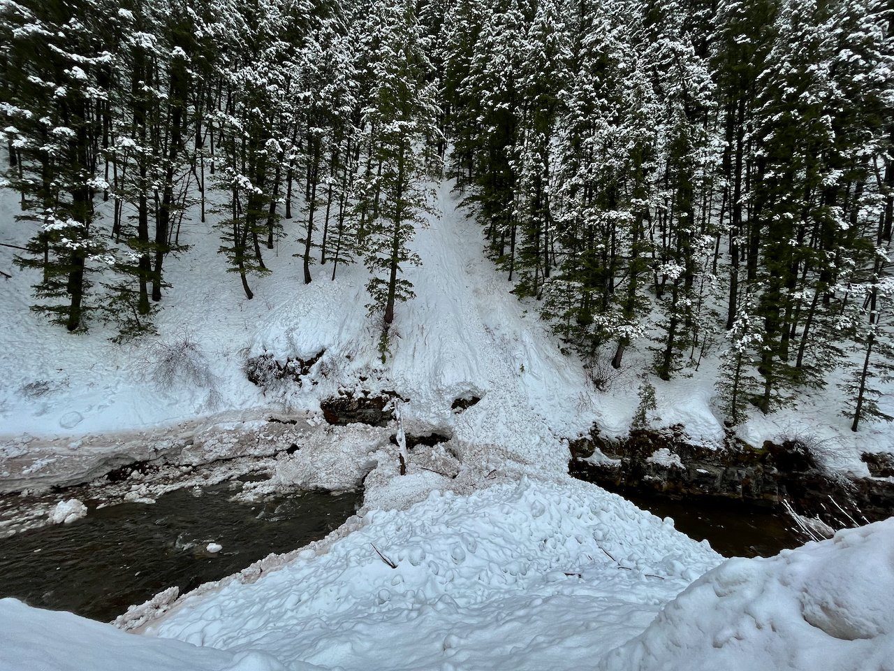 A natural avalanche that occurred in Logan Canyon.