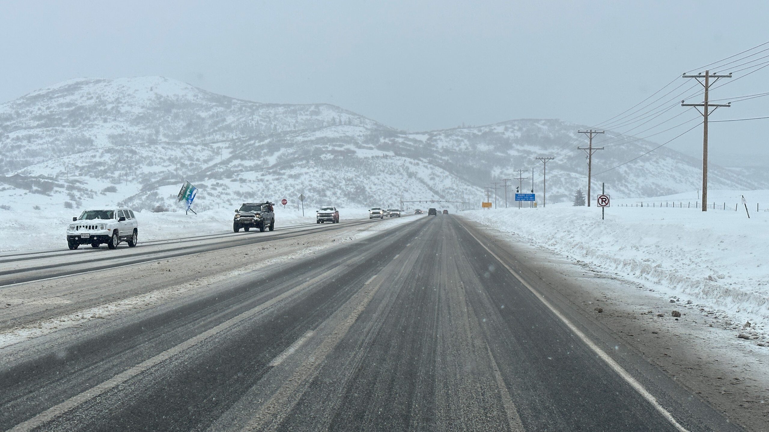 SR 248 near the Park City Hospital in a winter snowstorm.