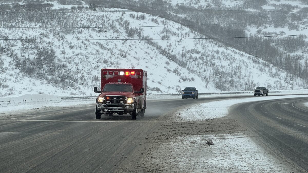 A PCFD ambulance transporting a patient on SR 248. TownLift // Kevin Cody.
