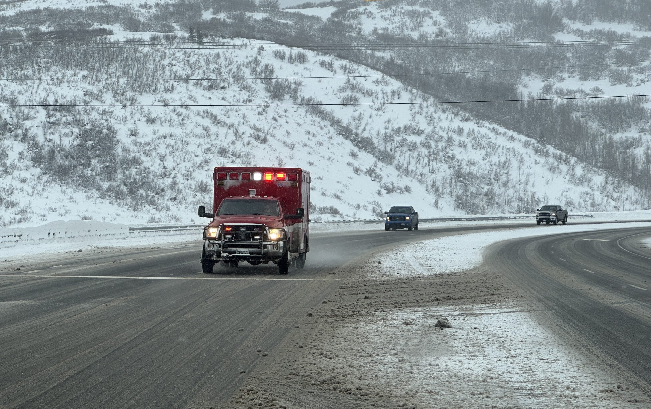 A PCFD ambulance transporting a patient on SR 248. TownLift // Kevin Cody.